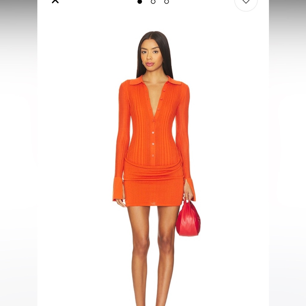 Free People Significant Other Orange Long Sleeve Button Up Dress. Size 4